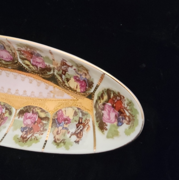 Royal Vienna 1940s Courting Couple, 1102 Relish/Celery dish - Picture 3 of 5